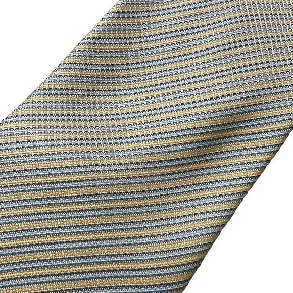 Brioni Mens Blue Gold Diagonal Stripe Silk Classic Mens Tie